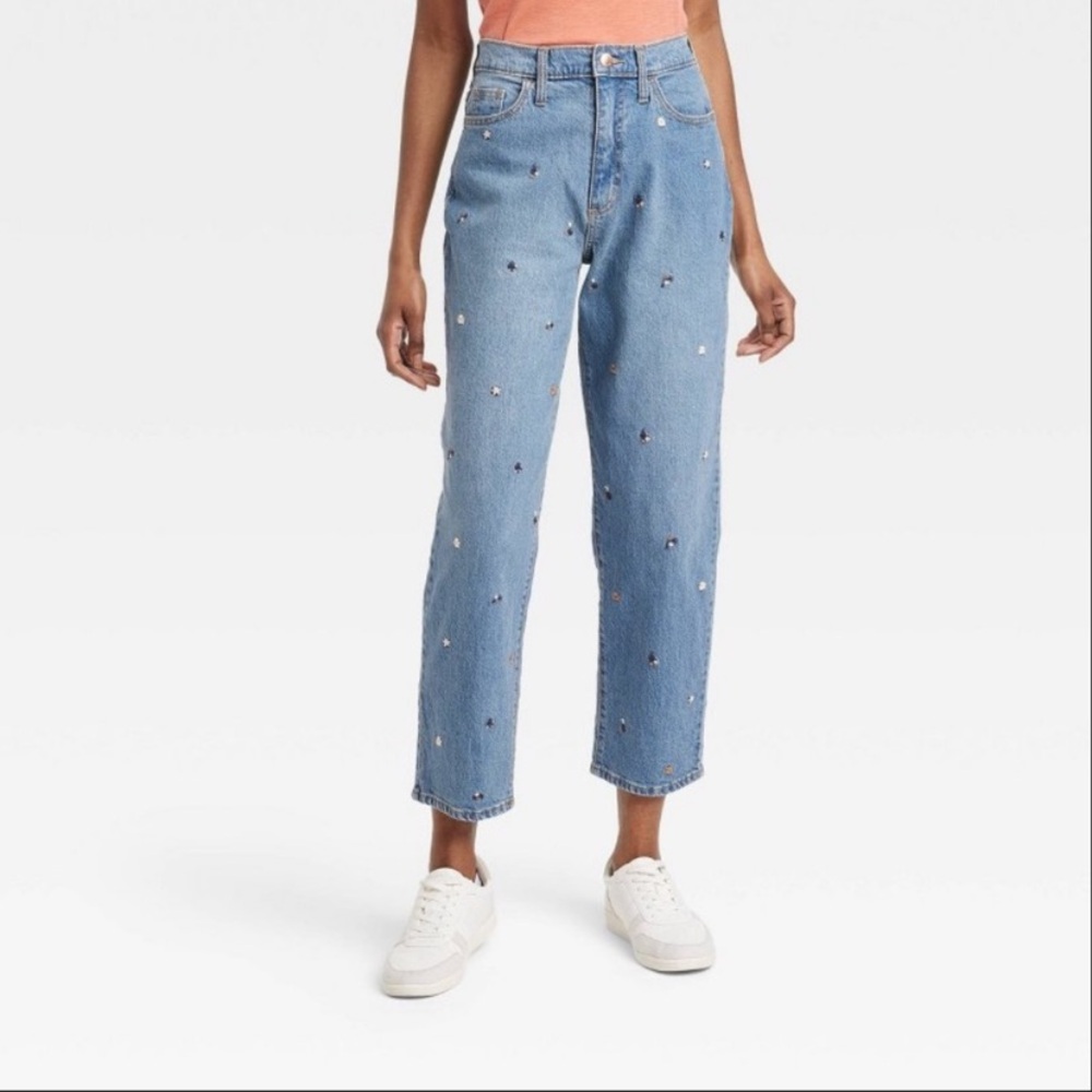 Women's Blue Embroidered Jeans